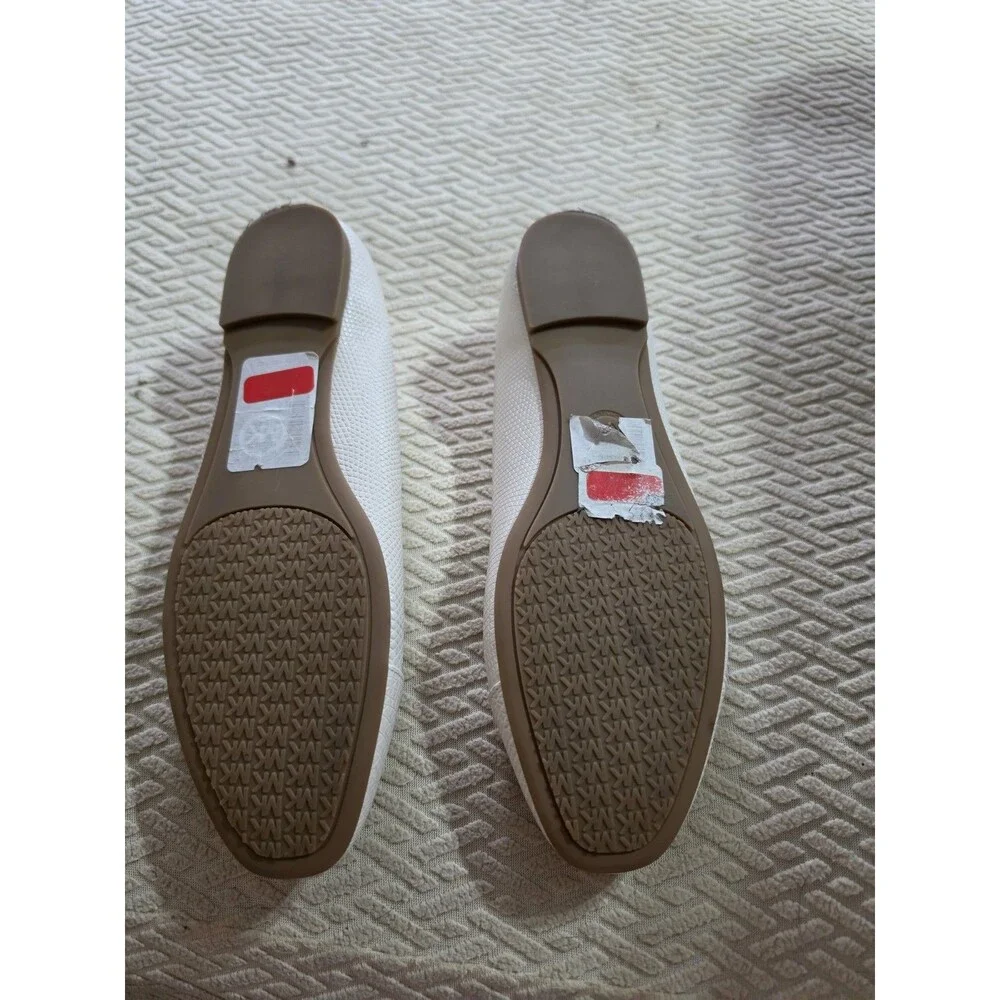 Michael Kors Women’s White Logo Textured Ballet Slip-On Flats Comfort US 8 M